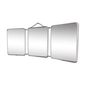 Miroir triptyque de barbier 70 cm x 28 cm