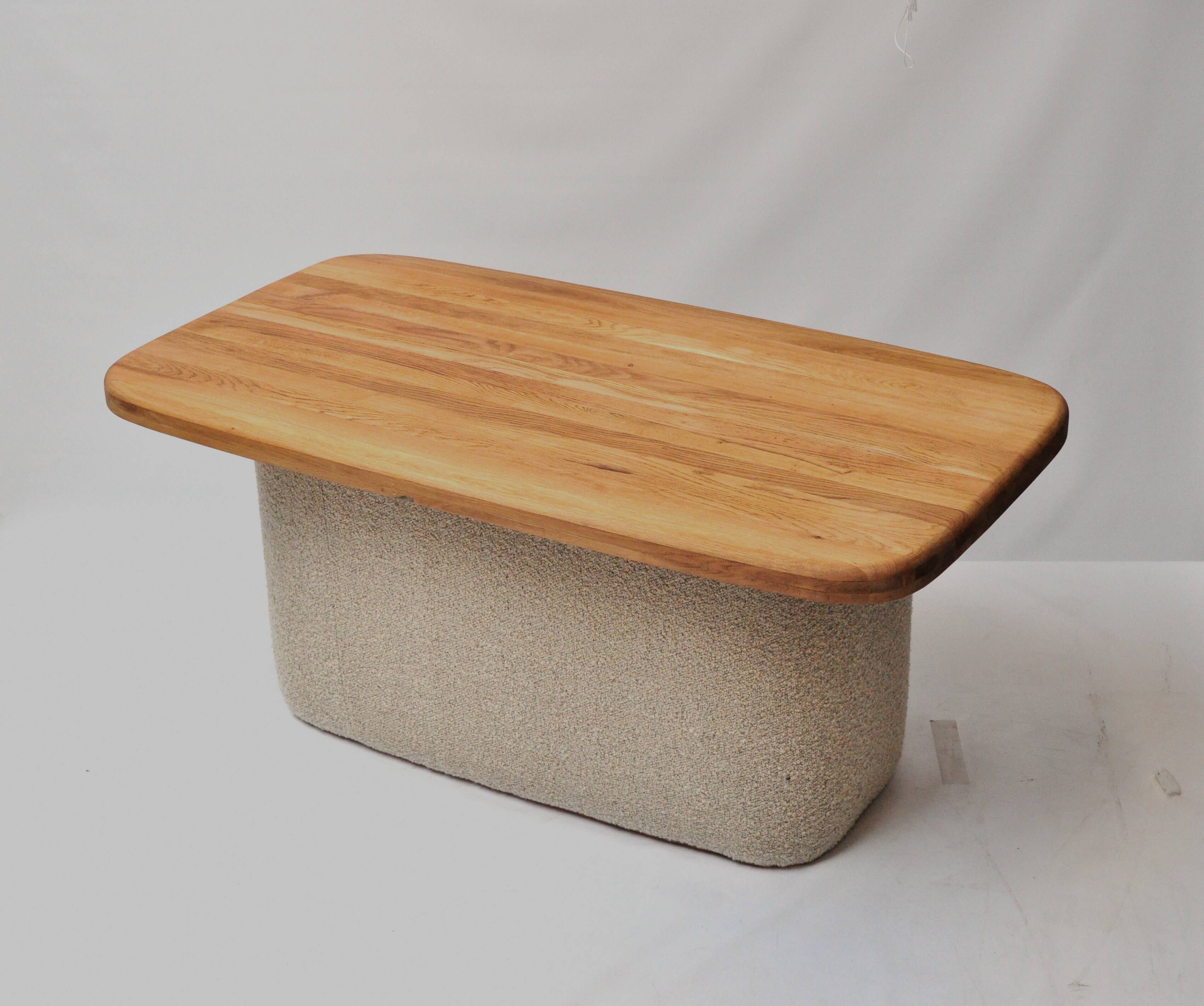 Soft Table — One-Off Sculptural Table in Reclaimed Oak and Wool by Zachte Z