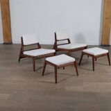 Heinz Heger Hellerau hunting chairs with ottoman, Germany 1950s