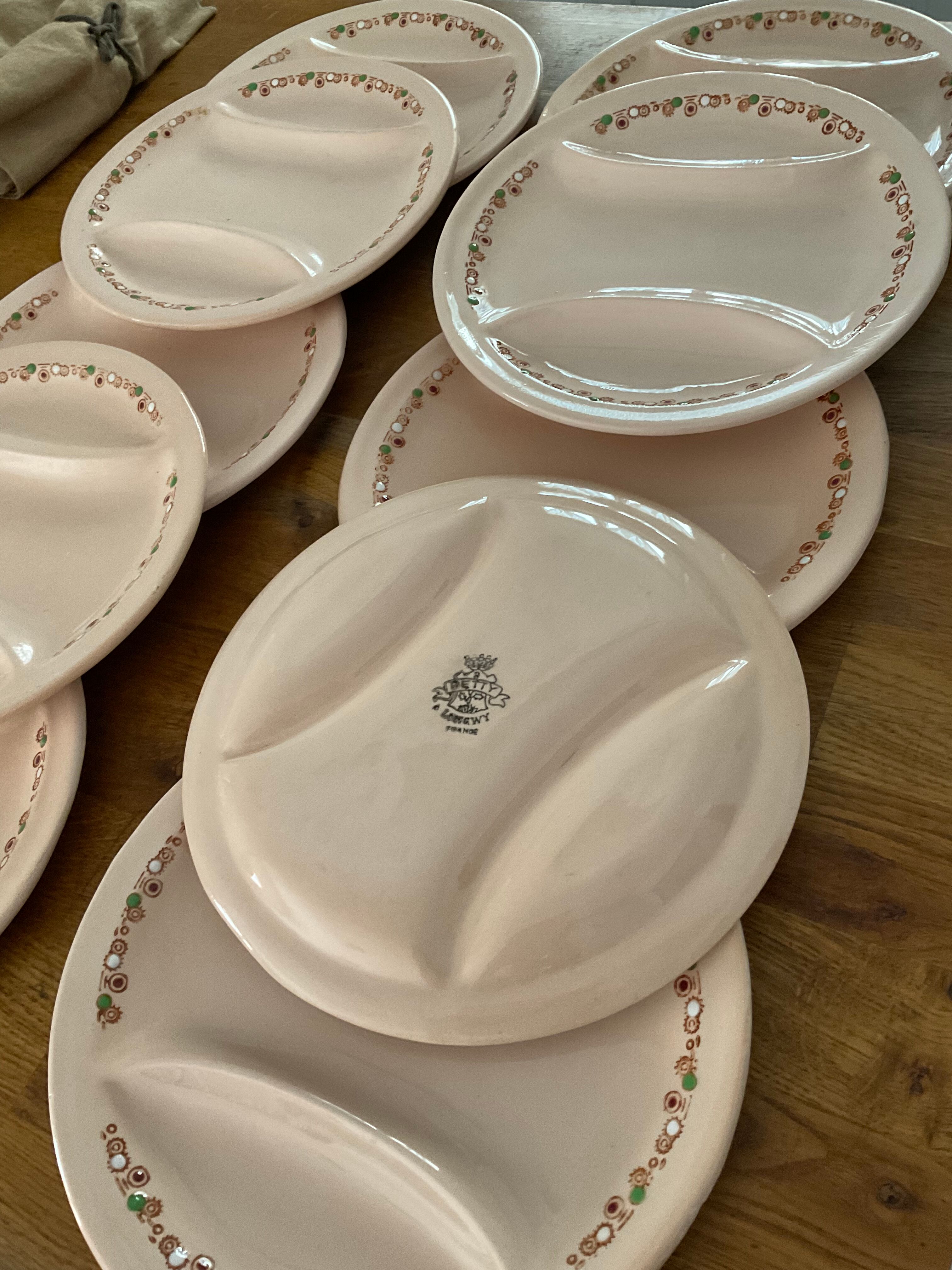 10 vintage asparagus plates Longwy Betty
