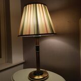 Brass lamp with pleated cap, 70s, Hollywood Regency