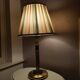 Brass lamp with pleated cap, 70s, Hollywood Regency