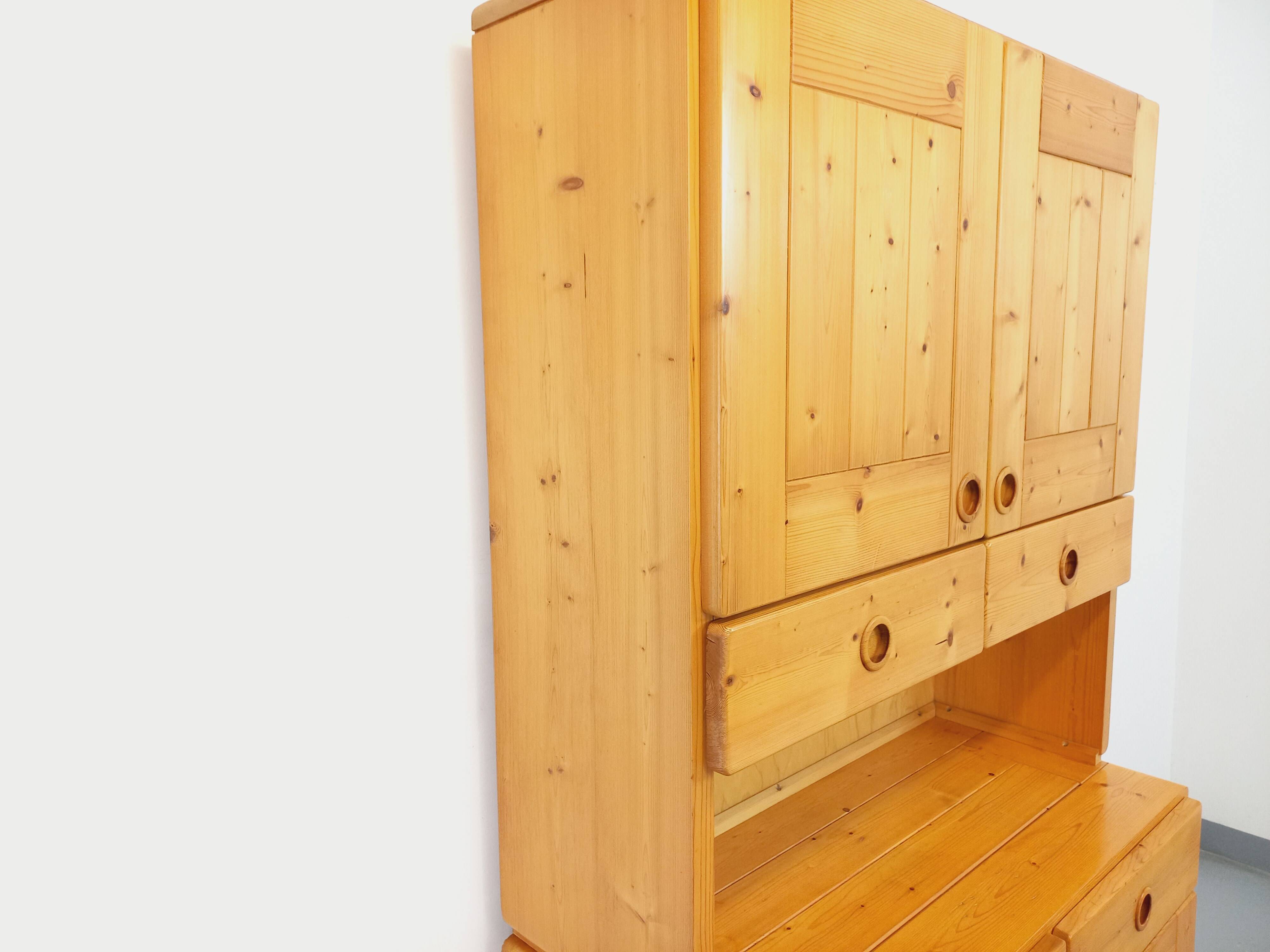 Charlotte Perriand Les Arcs vintage pine storage unit from the 60s 70s