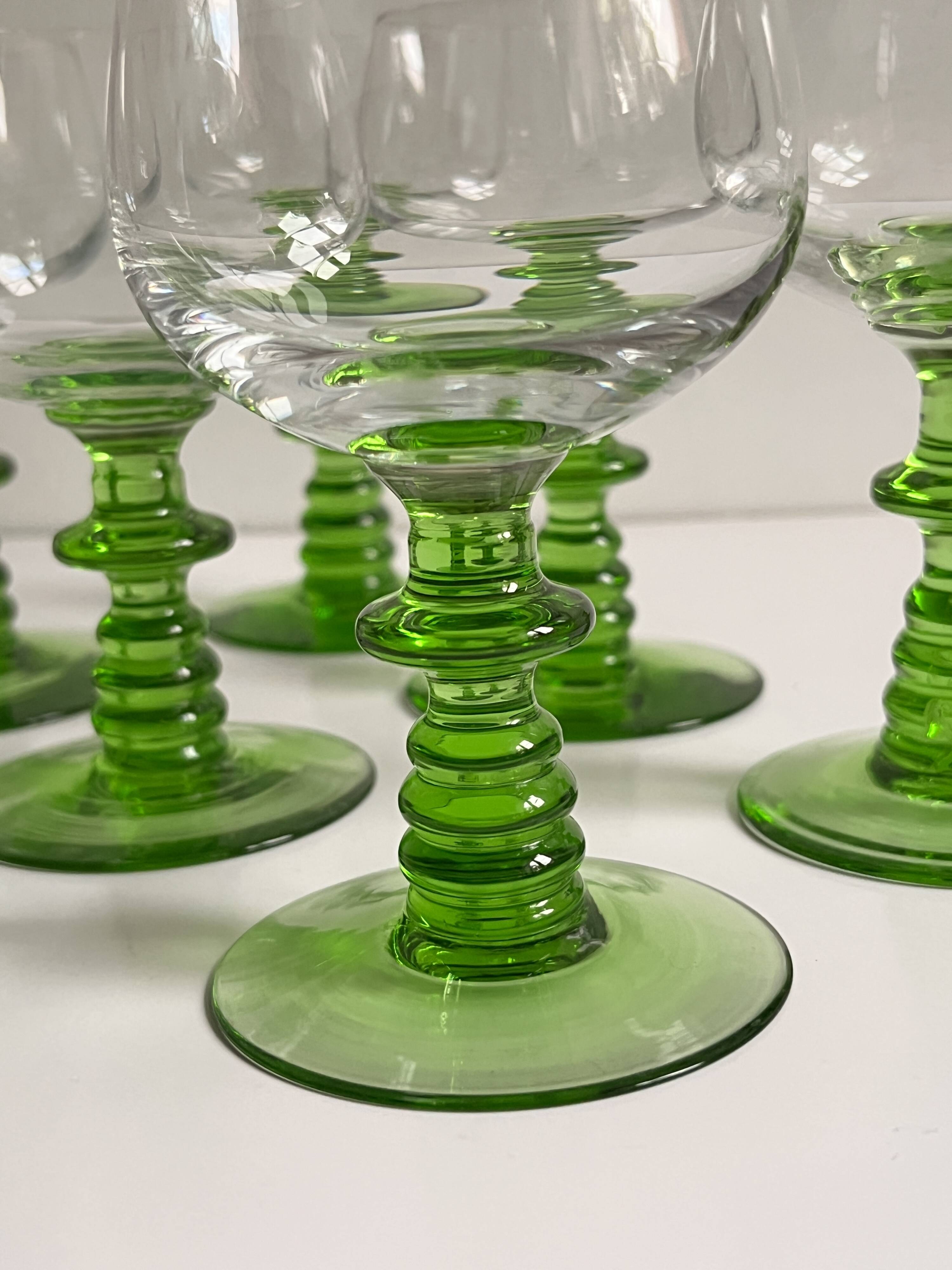 Green footed wine glasses