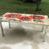 Coffee table "La grange" Vallauris vintage ceramic mosaic