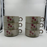 Six ceramic floral cups