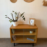 Vintage oak display cabinet from the 1960s.