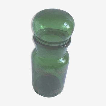 Green apothecary glass jar