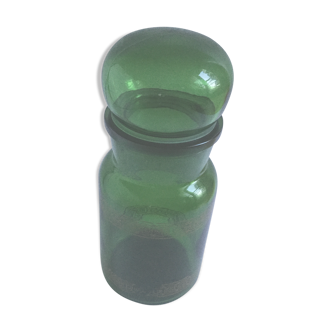 Green apothecary glass jar