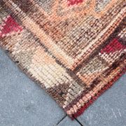 Tapis Couloir Tribal Vintage Rouge, Tapis Turc Géométrique, 75x313 Cm