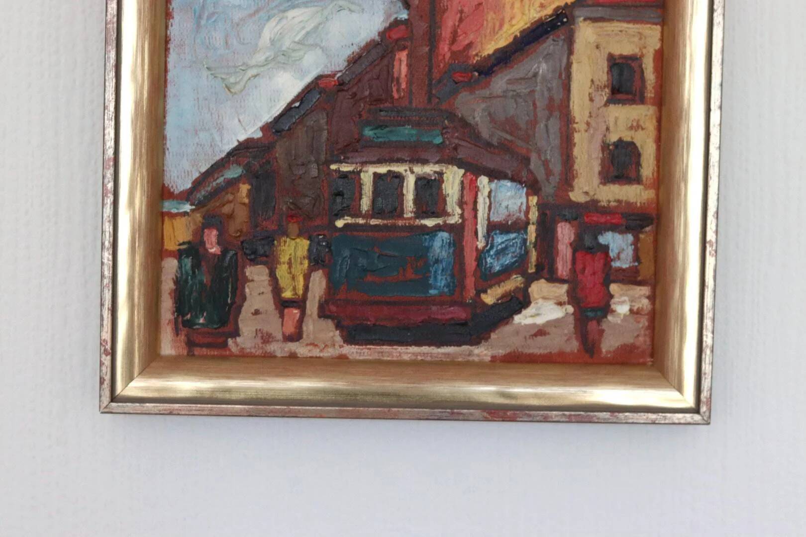 Original Mid Century Swedish Oil on Panel – “City II” by Wilhelm Henning –