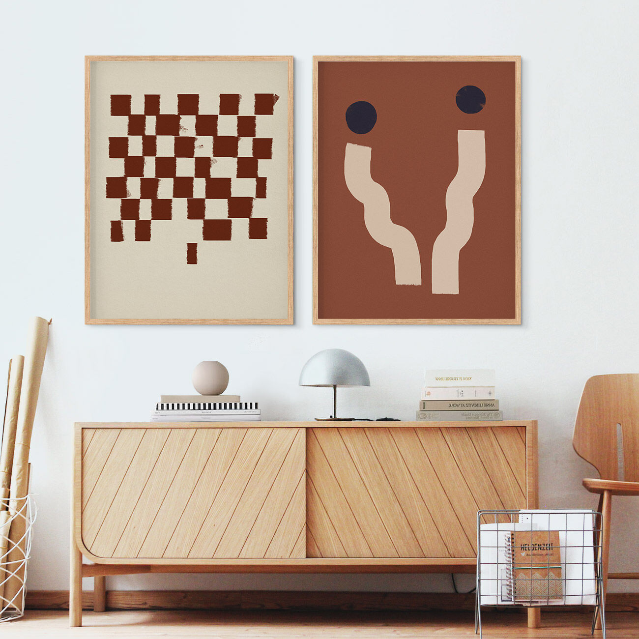 Pair of prints, checkered wall art set of two, 50x70cm