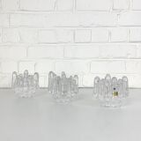 Sunflower Glass Candle Holders, Göran Wärff for Kosta Boda, Sweden, 1970s, Set of 3