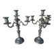 Pair of gilded bronze and brass candelabra with 4 light arms.