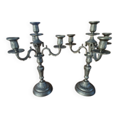 Pair of gilded bronze and brass candelabra with 4 light arms.