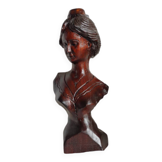 Wooden bust of a woman