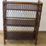 Bookcase - Bibus - 3 levels - woven rattan - bamboo - Vintage - 70s