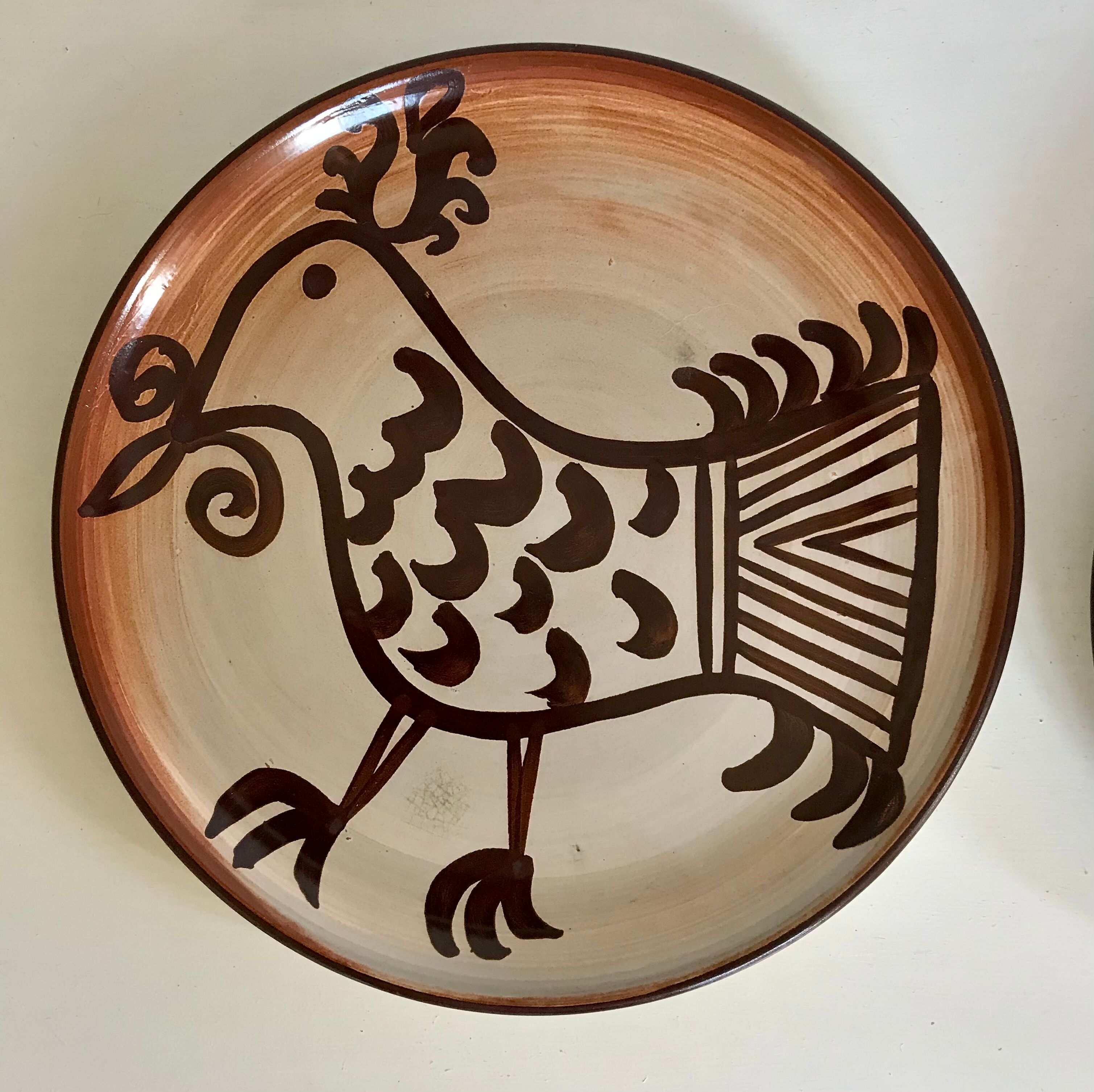 6 assiettes en grès Vallauris vintage