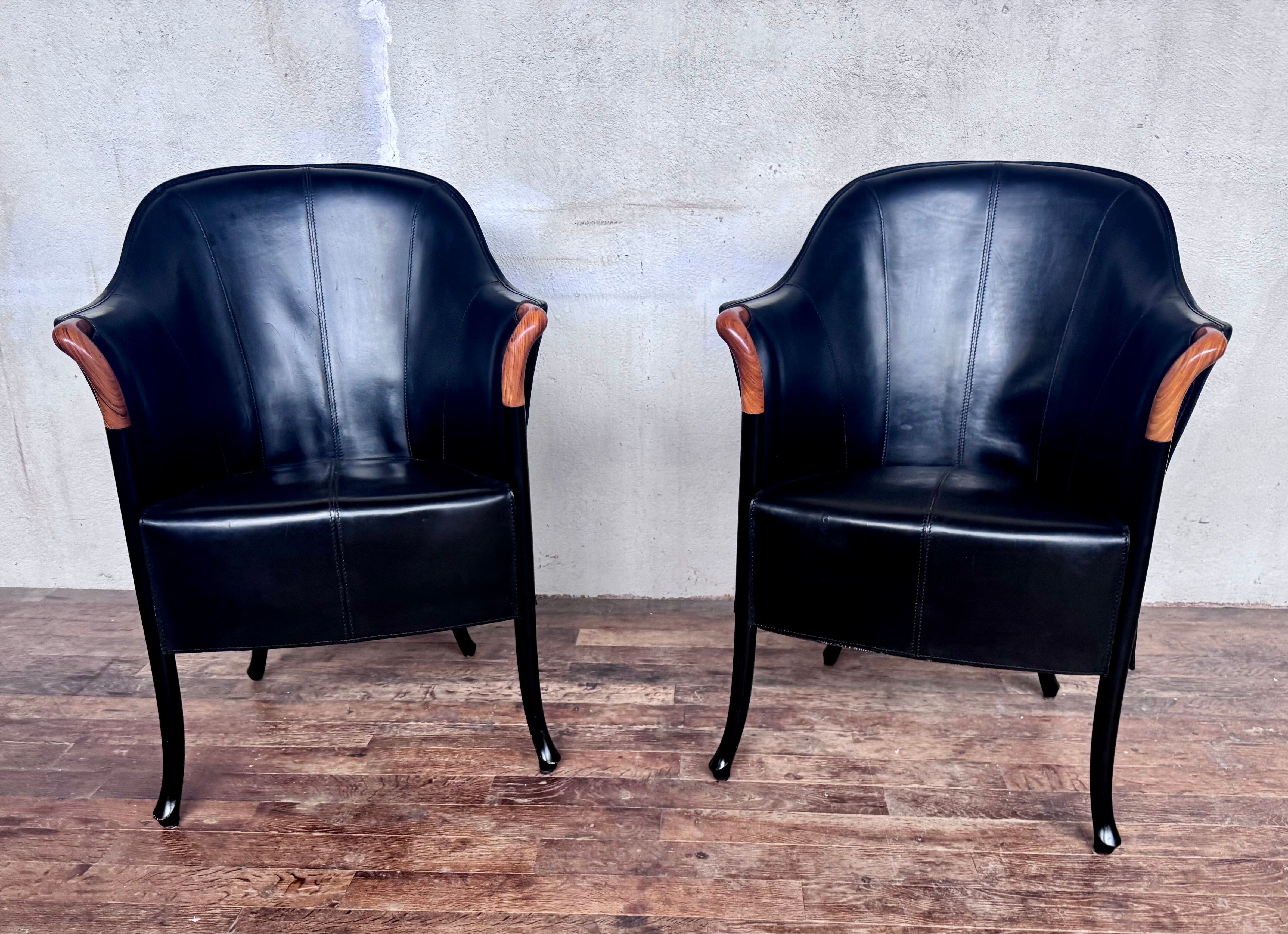 2 designer armchairs by Umberto Asnago for Giorgetti Italy