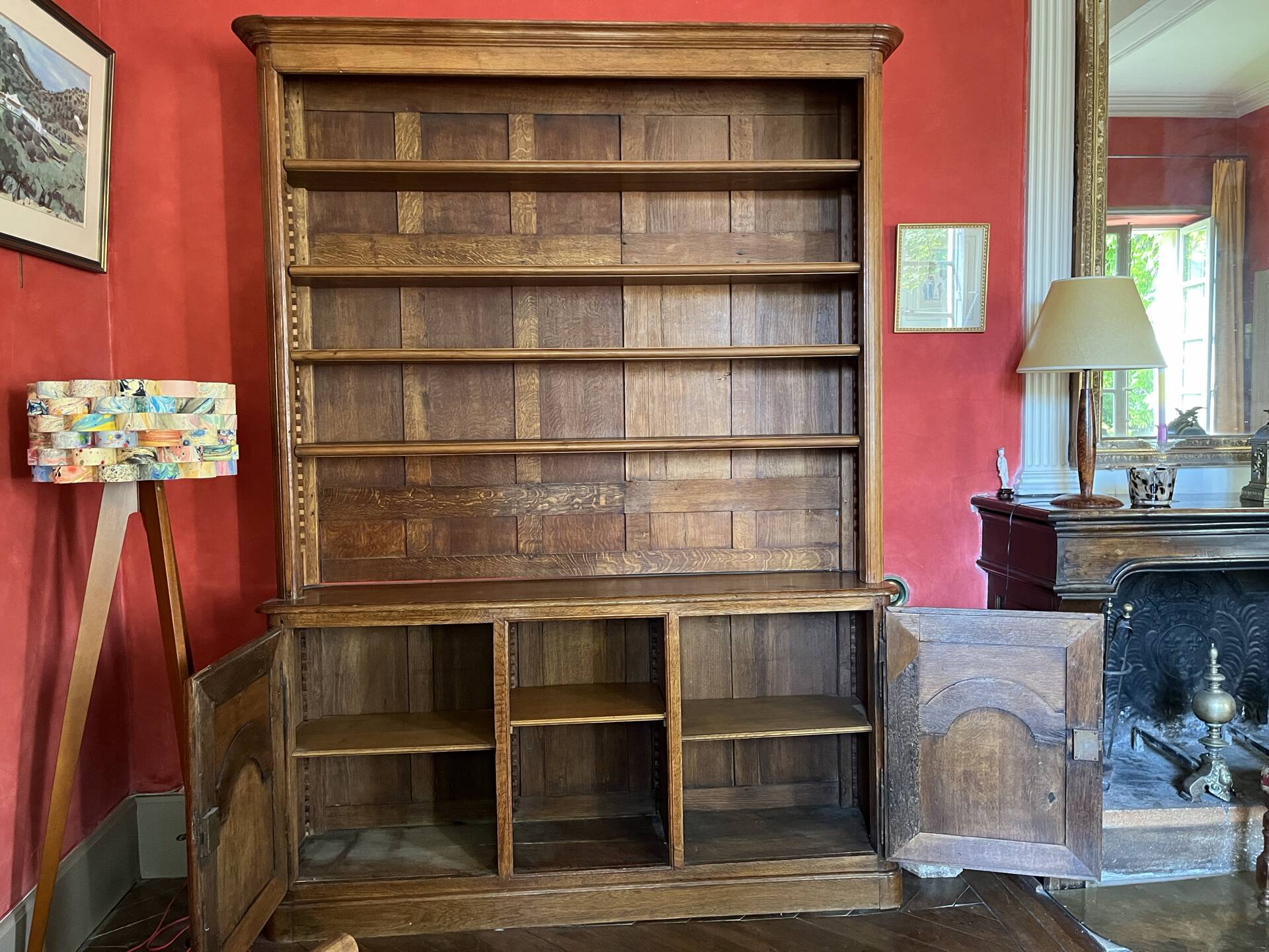Pair of large oak bookshelves in louis-philippe style