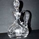 Carafe cannette aiguière liqueur / huile en cristal de Bohème taillé H18cm