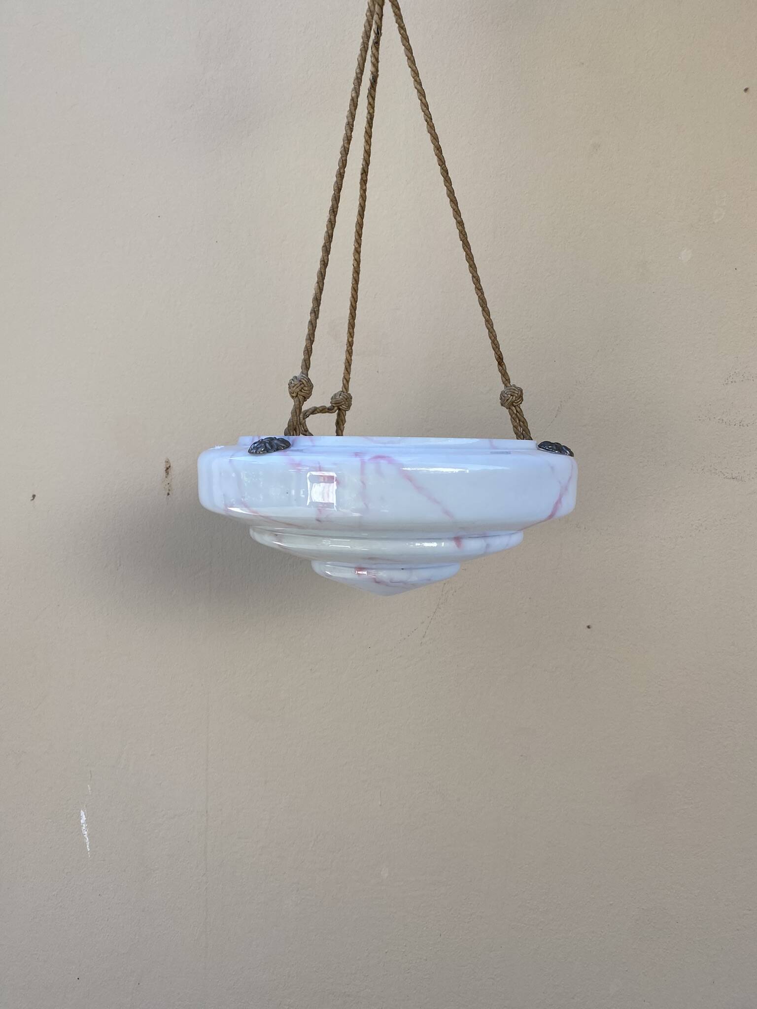Vintage white and pink opaline chandelier