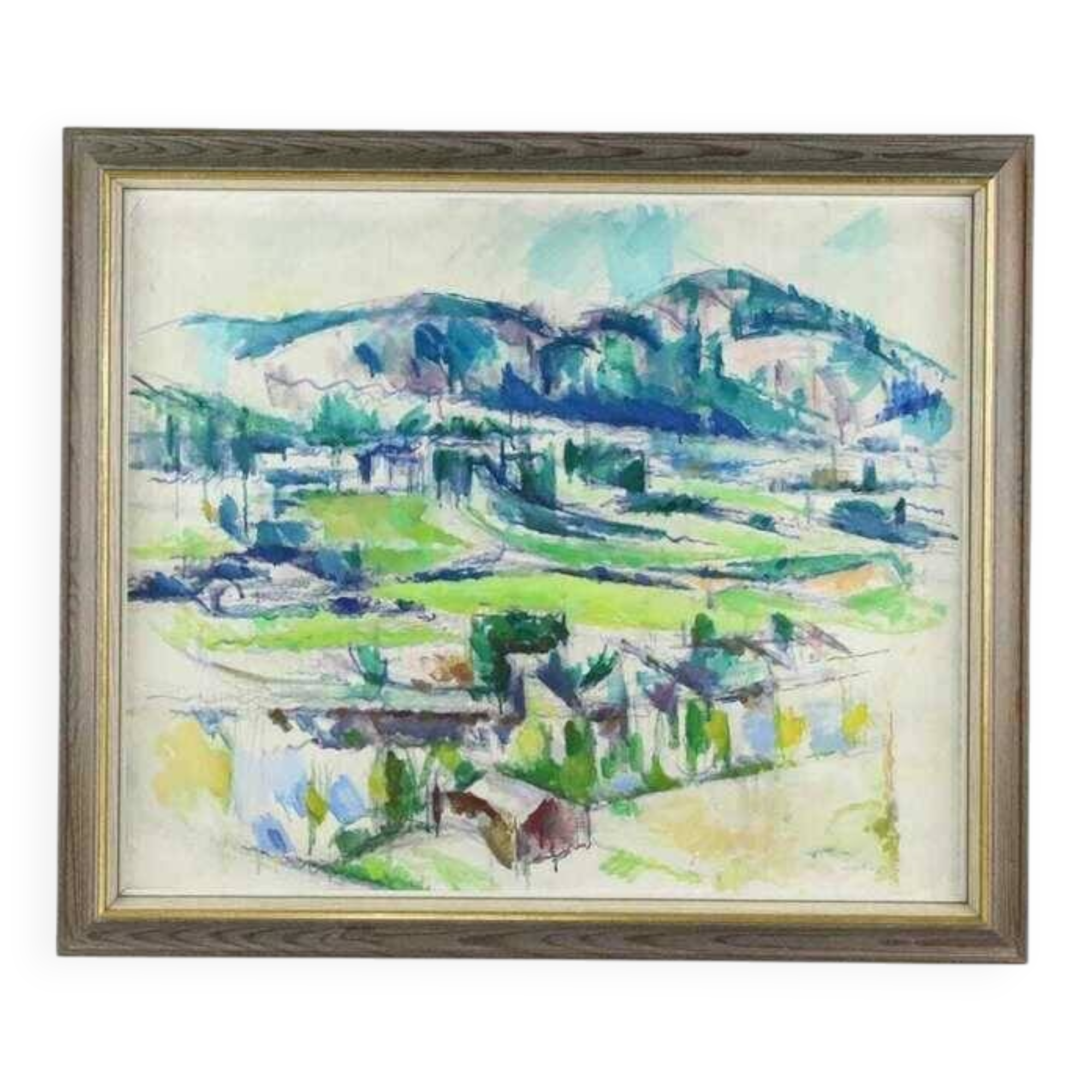 Original Swedish oil on canvas – “Landscape” by Sture Ekengren – vintage & framed – 63 × 74 cm