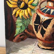 The sunflowers, knife technique on panel.