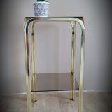 Golden side table and smoked glass
