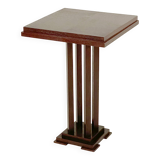 Ancien - Table Guéridon Carré - Style Art Déco - Chêne