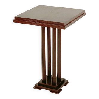 Ancien - Table Guéridon Carré - Style Art Déco - Chêne