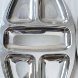 Set of 2 large dishes in 18/10 stainless steel, Circa 1970