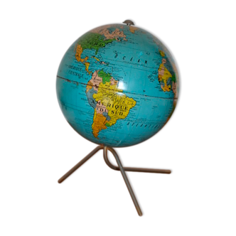 Globe terrestre acier Taride 1960