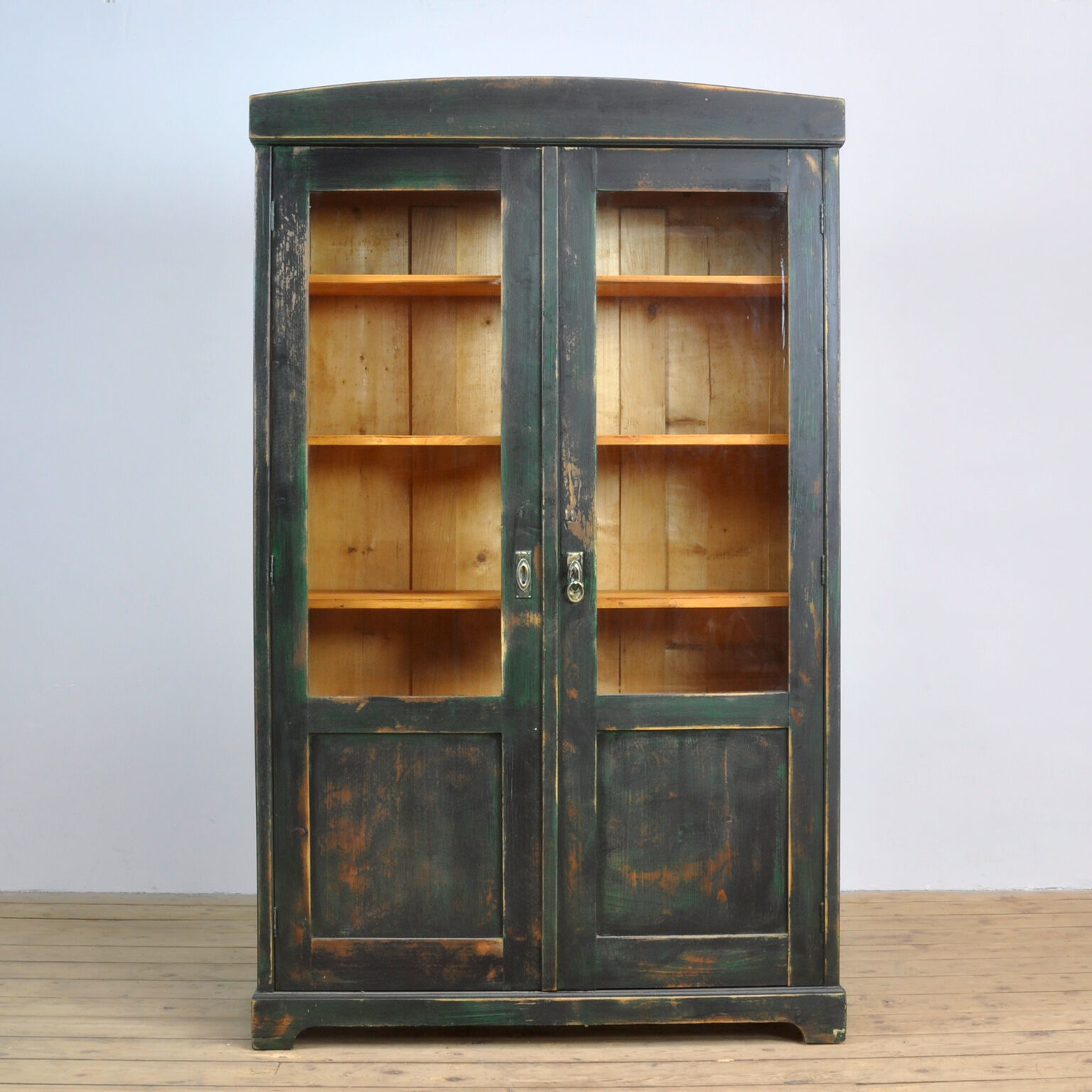 Vintage pine glass library, 1940's