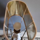White ceramic horse head lamp beige lampshade and golden interior