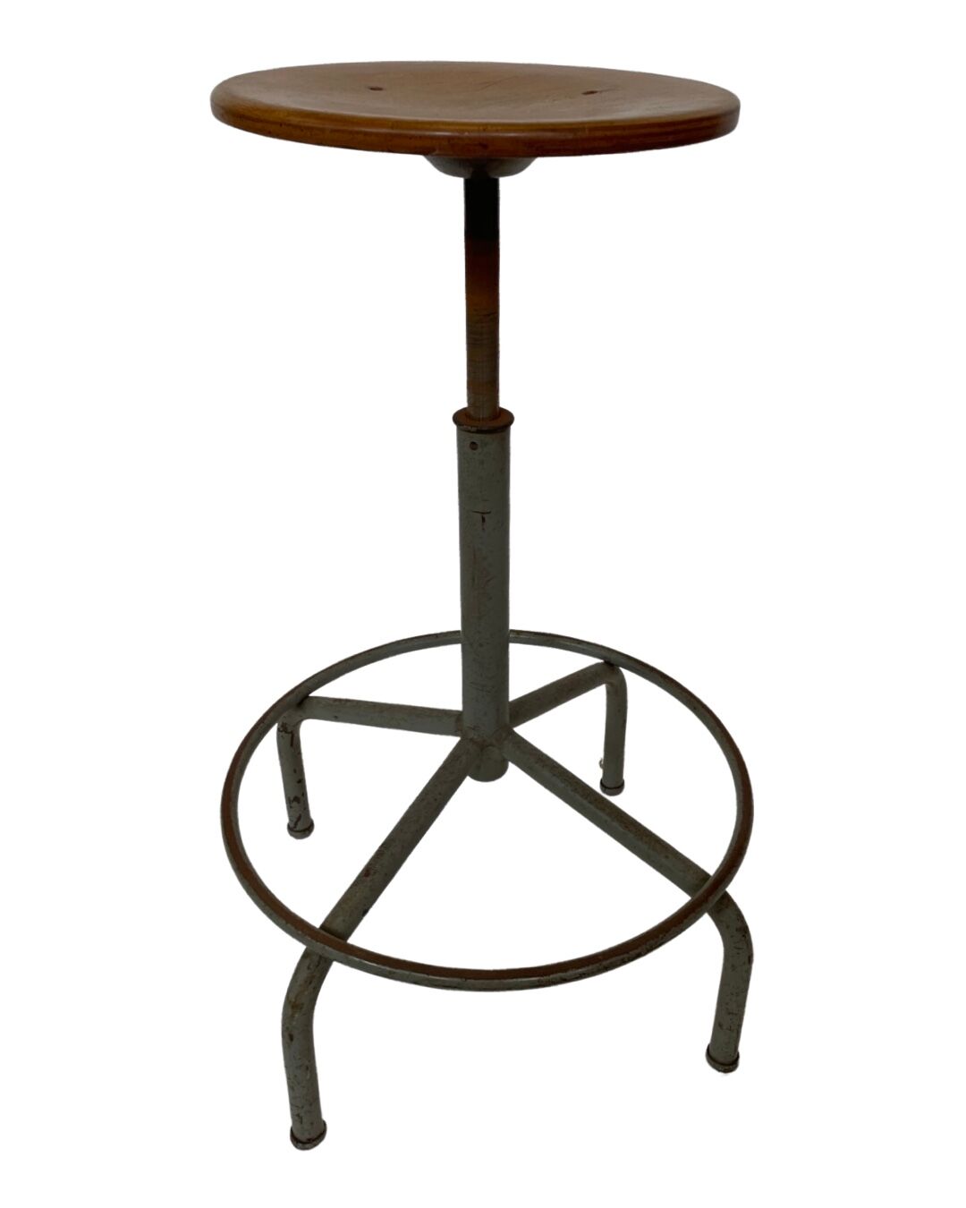 Vintage industrial workshop stool work stool adjustable in height 60's design