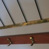 Mid-century brass and teak wall coat rack, 1960s