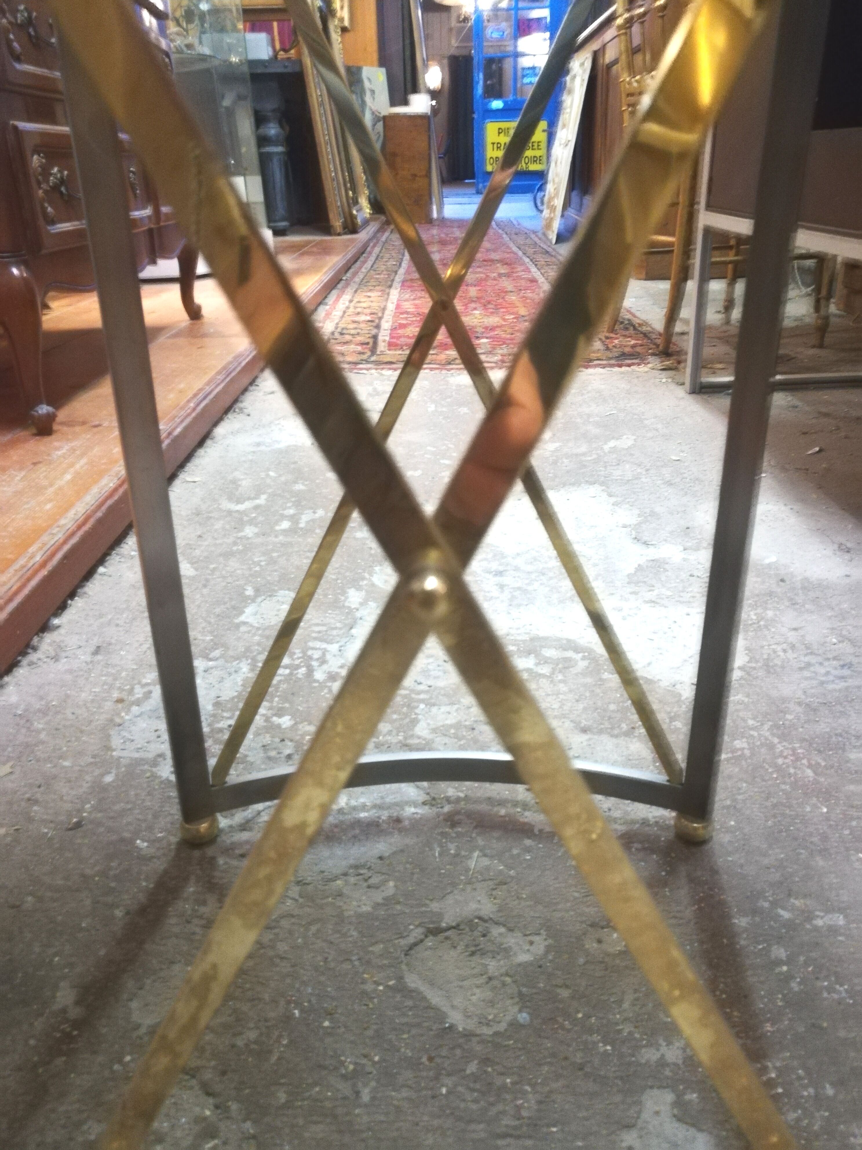 Brushed and gilded metal lounge table