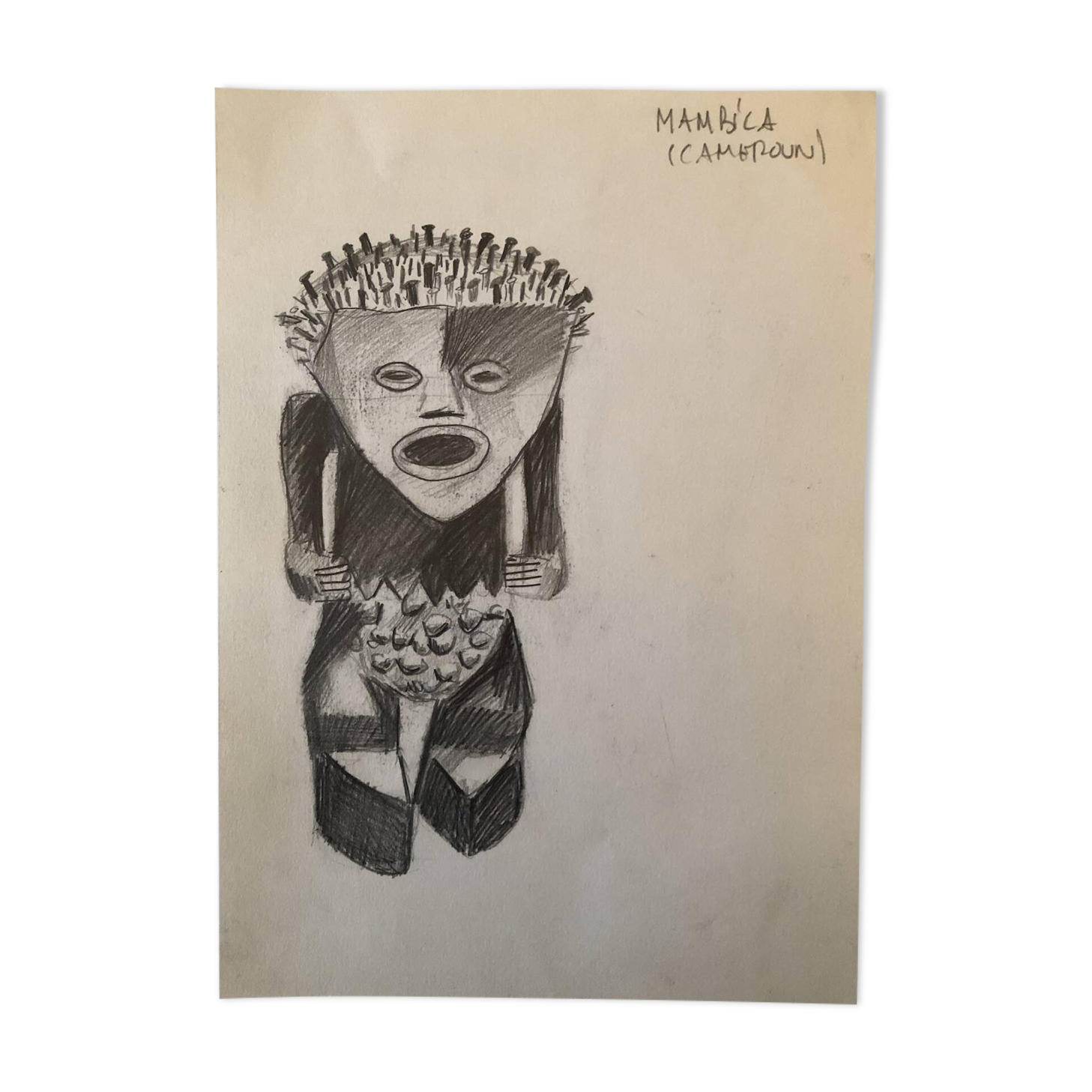 Drawing African Sculpture Manbila Cameroon