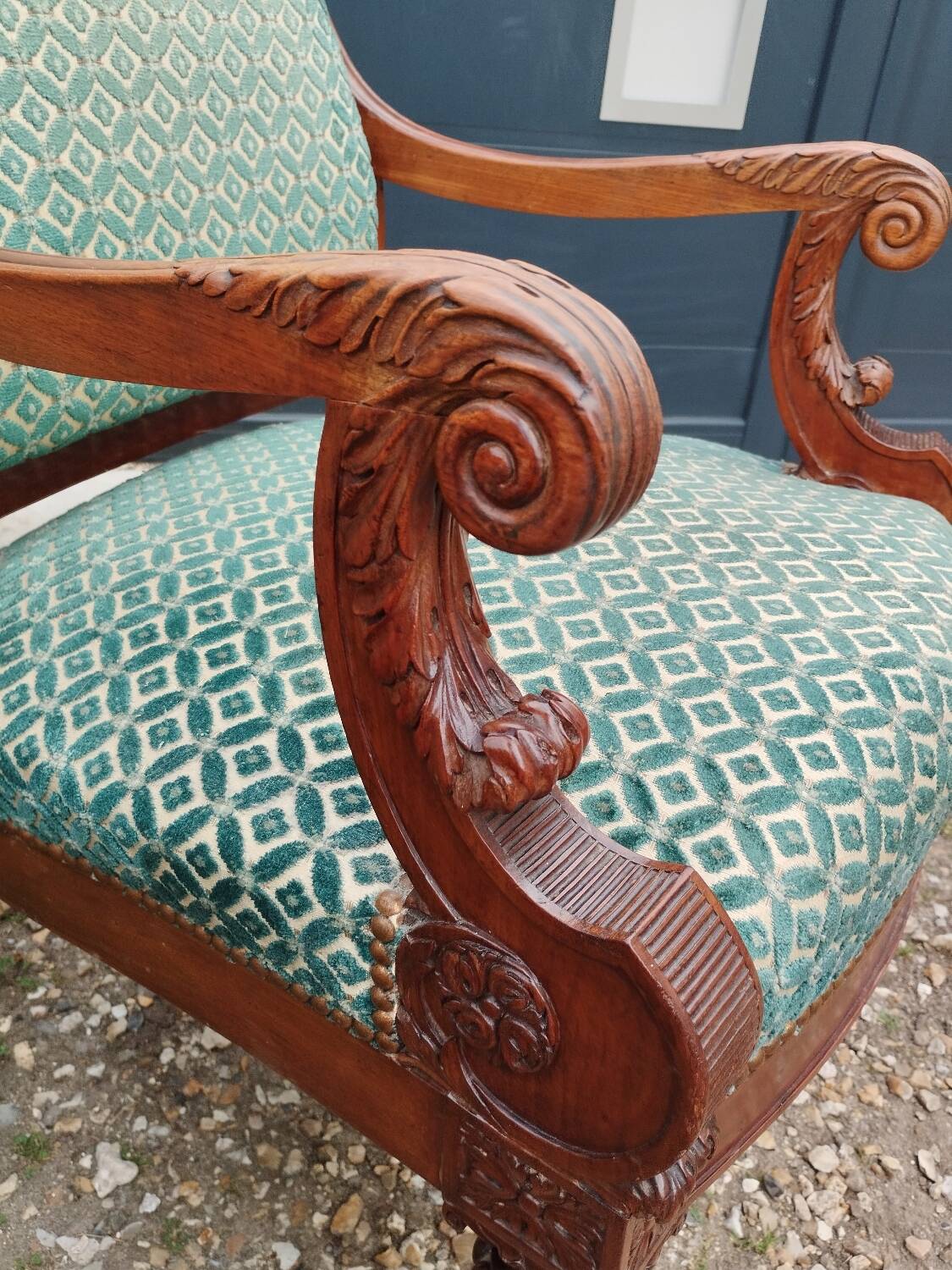 Pair of antique Louis XVI mahogany armchairs from the 19th century
