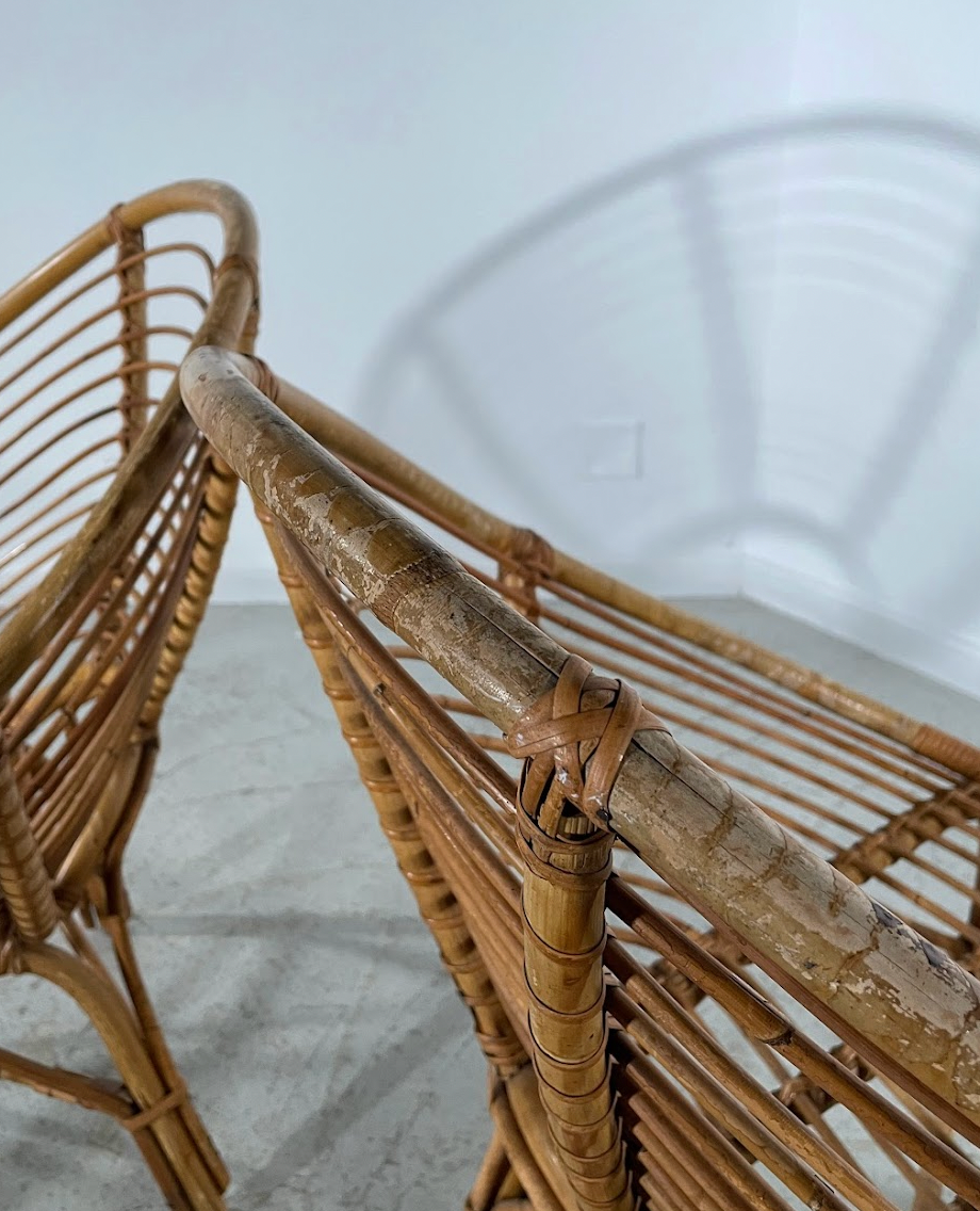 Pair of rattan armchairs