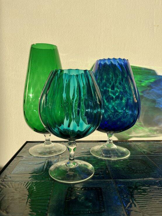 Turquoise blue vase in Empoli glass Made in Italy 1970
