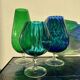 Turquoise blue vase in Empoli glass Made in Italy 1970