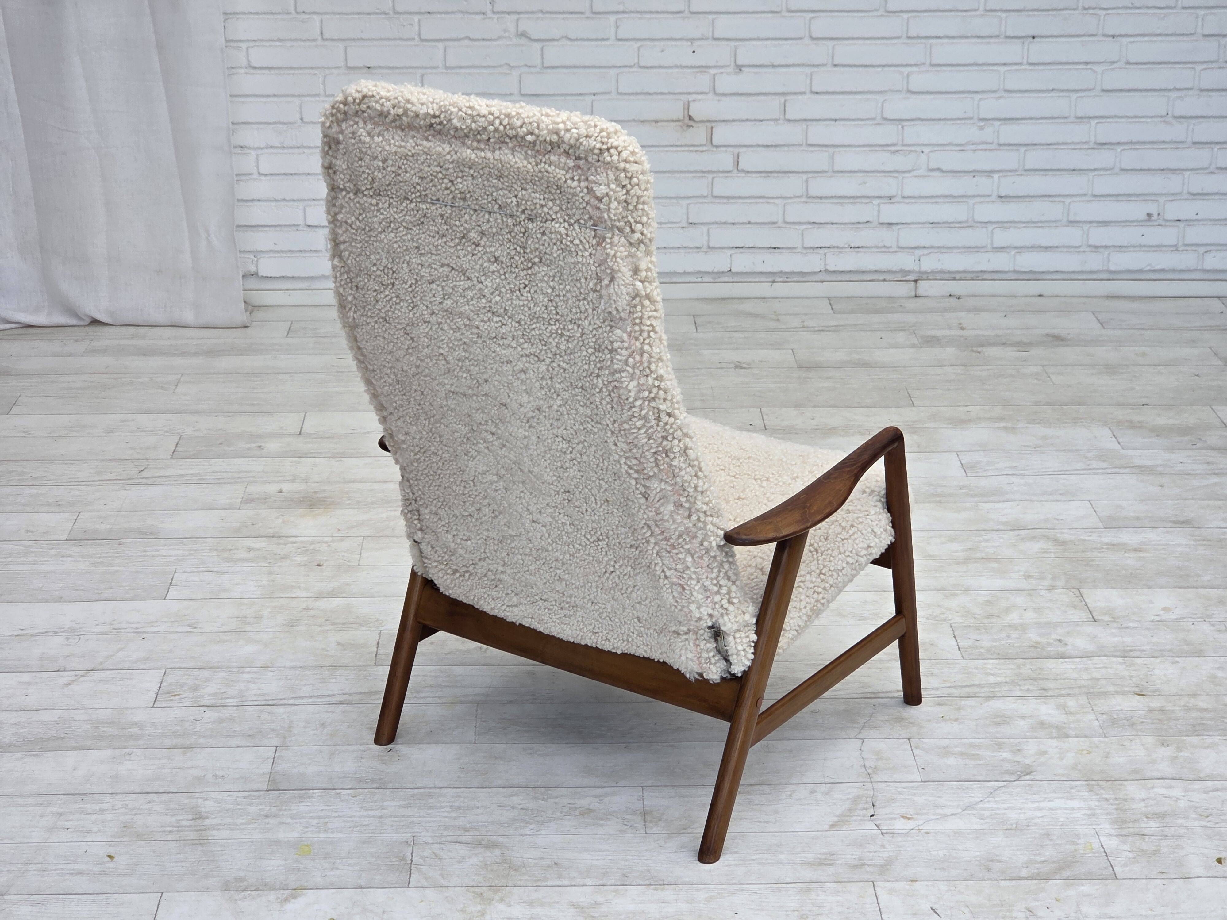 1960s, Danish design by Alf Svensson, genuine sheepskin, reupholstered.