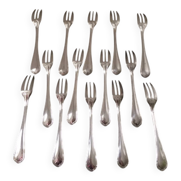 Ensemble de 14 fourchettes à gâteau christofle modèle spartour