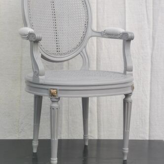 Louis xvi style “grey lacquered” armchair