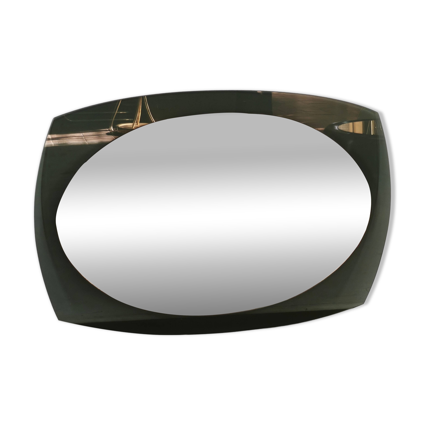 Italian Modernist Smoked Glass and Beveled Mirror, 1970s