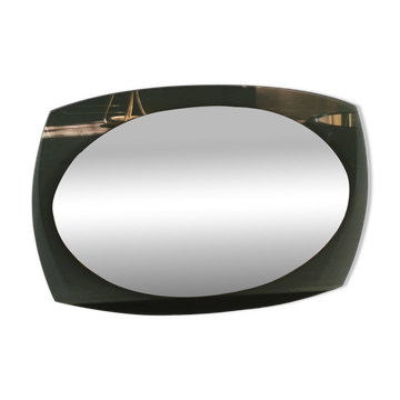 Miroir en verre fumé et biseauté moderne italien, années 1970