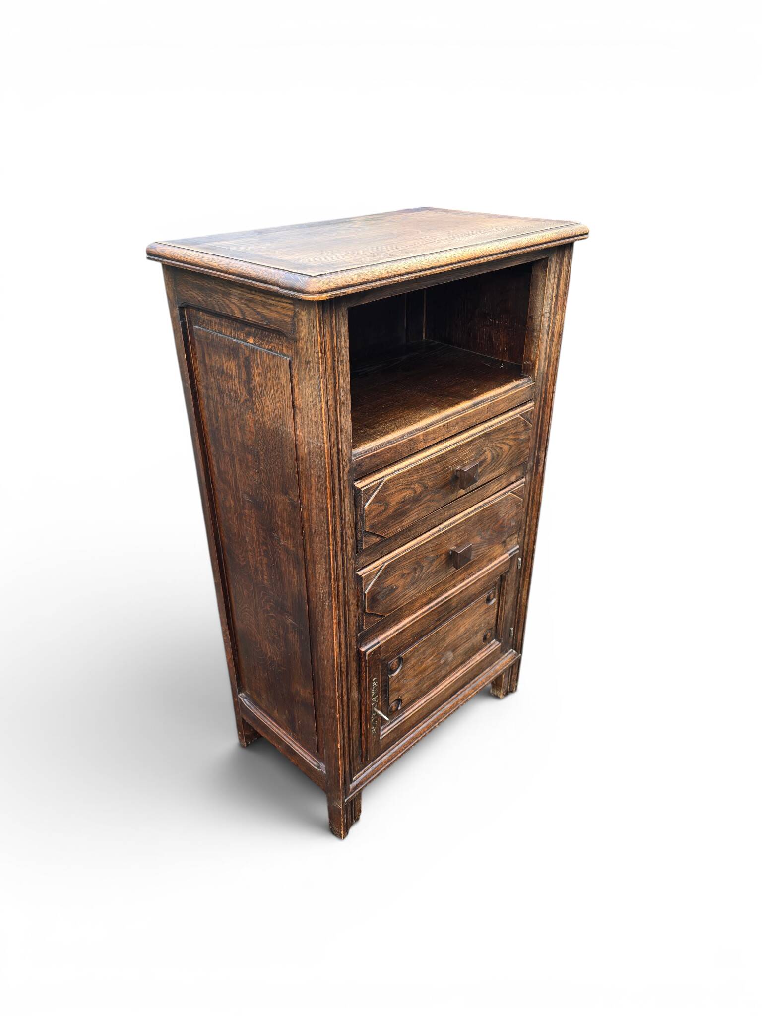 Meuble d’appoint vintage en chêne style rustique