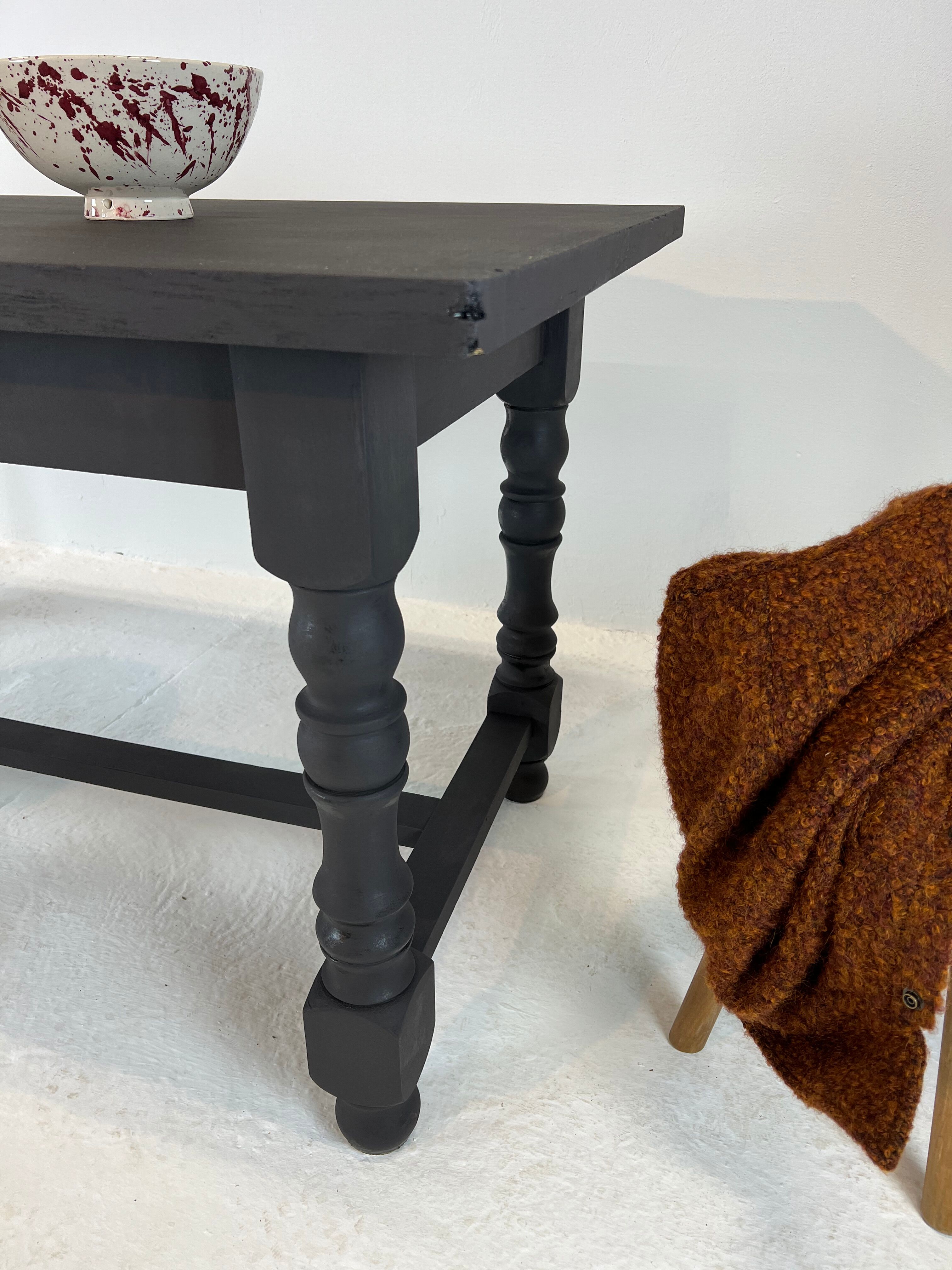 Matte black farmhouse table